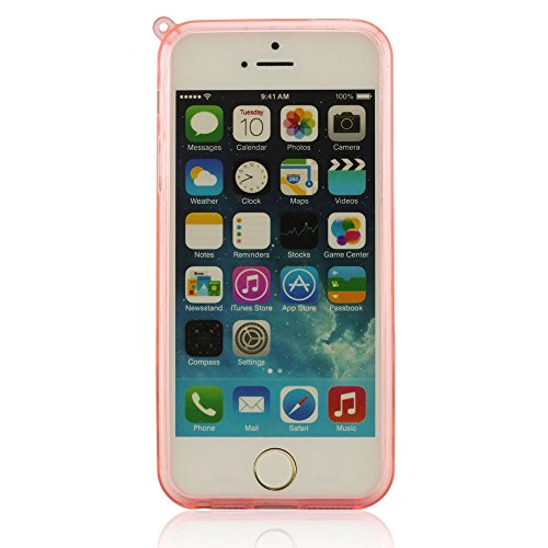 Funda iPhone SE  Transparente Flexible Gel Funda Carcasa para iPhone 5   5S   SE - Rosa  Animal Tipo Linda Conejo  iPhone 5S Case Back Cover  Correa de cuello Dise  o  Ultra Delgado C  scara   Bonita Stylus Pen