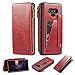 Produktbild CaseMe Compatible Samsung Galaxy Note 9 Hülle,Multifunktionale Abnehmbar Knopf Flip Zipper Wallet Ledertasche Schutzhülle Handyhülle mit Kartensteckplatz und Halter (Note 9, Rot)