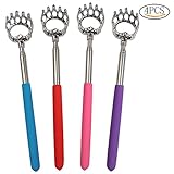 Wowot 4 Pack Telescopic Back Scratcher, Message Tools for Instant Itching Relief Stainless Steel Soft Grip Telescopic Claw Back Massager Claw