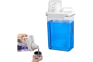 PIQIUQIU Distributeur de lessive 1800 ml avec verre doseur, anti-fuite, double joint, anti-grumeaux, boîte de rangement scellée en plastique pour poudre à laver, 24 x 13 x 8 cm