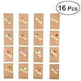 BESTOYARD Vintage Kraft Paper Greeting Card DIY Handmade Dried Flower Wish Thank You Card for Mom Teacher Friends Familes New Year Christmas -16 Pieces