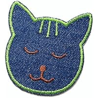 Jeansflicken Katze Bügelflicken für Mädchen gestickt
