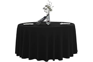 Bea's Party Mantel Redondo para Mesa de Poliester 300 cm Color Blanco Negro Liso Lavable en Lavadora Antimanchas Antiarrugas para Catering Bodas cumpleaños Buffet (300cm, Negro)