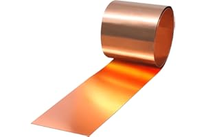 WINFOX 99.9% Pure Copper Sheet Metal Roll, Copper Foil Strip 1000mm x 50mm x 0.1mm for Roofing Repairs, DIY Crafts, Jewellery Making, Welding