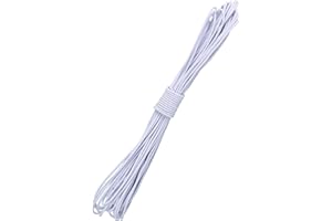 DHAIQC Cordon Elastique 2mm 12m Blanc, Tendeur Elastique Sandow Elastique Sangle Elastique pour Bagages, Camping, Kayak, Lacets De Chaussures, Travaux Manuels, Projets De Bricolage (Blanc, 2MM X 12M)