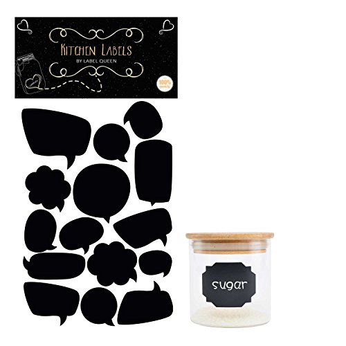 Label Queen 75 de alta calidad cocina etiquetas para tarros en negro mate tafelletiketten para especias pegamento y mermelada en A para escribir 5 15 adhesivos)