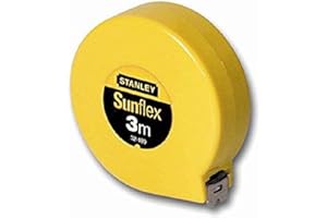 Stanley 0-32-189 Mesure 3 M X 12,7 mm Sun Flex Fabriqué en France - Ruban en Acier Laqué - Boitier Abs Antichocs - Retour Automatique du Ruban - Crochet Coulissant et Position du Zéro Réel