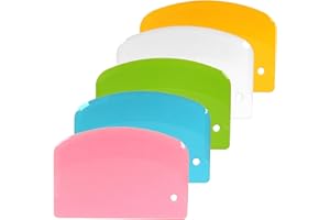 LIERFIS 5 Pezzi Tarocco per Impasti Spatola Pizza, 13.5x9.2cm Tagliapasta in Plastica Raschietto da Banco Spatola per Pizza Dolci, Verde Blu Giallo Bianco Rosa