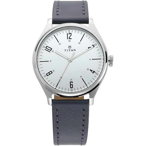 Titan Workwear Urban Edge Quartz Analog Silver Dial Black Leather Watch for Men - 1802SL02