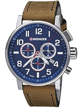 Wenger Unisex-Armbanduhr 01.0343.101 WENGER  ATTITUDE CHRONO Analog Quarz Leder 01.0343.101 WENGER  ATTITUDE CHRONO