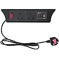 Zeshan Under Desk Cable Management Desk Power socket with 3 UK Plug 1 USB c,Don't Need Cut Hole, Cord Length 59inch