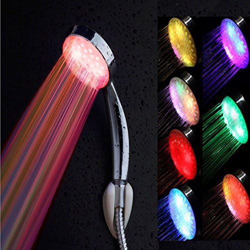 LED Shower Head,KINGCOO 7 Colors Changing Light Handheld Shower Head Bathroom Water Faucet Glow Light