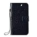 Produktbild Huawei Nova Hülle, SpiritSun Ledertasche Schutzhülle für Huawei Nova Folio PU Leder Tasche Case Cover Bookstyle mit Standfunktion und Kredit Kartenfächer (Schmetterling und Blume, Navy Blau)