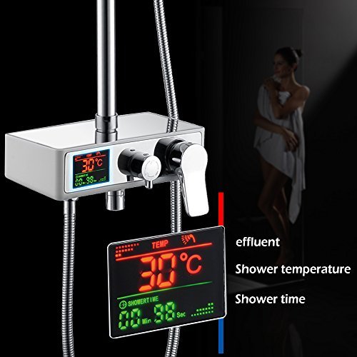 Homelody 3-Funktion Duscharmatur Duschsystem mit LCD Wassertemperatur Display Duschset mit Rainshower Regendusche Handbrause und Duschstange für Dusche - 3