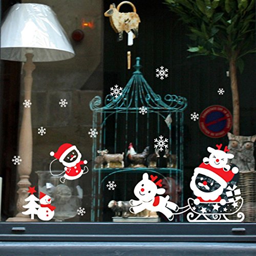 Preisvergleich Produktbild DOLDOA Wandtattoo / Wandaufkleber Weihnachten Schneemann Abnehmbare Home Vinyl Fenster Wandaufkleber Aufkleber Dekor (9.84" * 13.77", D)