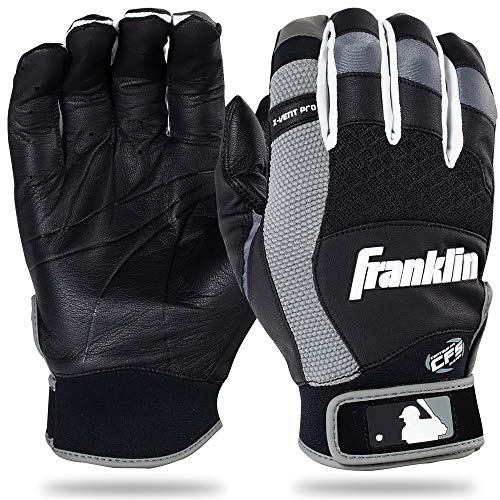 Franklin Sports 2016 MLB X-Vent Pro - Guantes de bateo (par), Niños, 21303F2, Negro y Gris, Youth M
