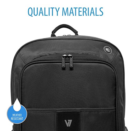 V7 CBP21-9E Professional II Business wetterbeständiges 420 Nylon Rucksack mit Kabeldurchführung für Notebook 40,6 cm (16 Zoll)/Tablet 25,7 cm (10,1 Zoll) schwarz - 5