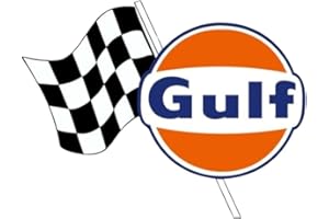 HOTRODSPIRIT petit sticker gulf orange et drapeau à gauche damier 10cm autocollant huile