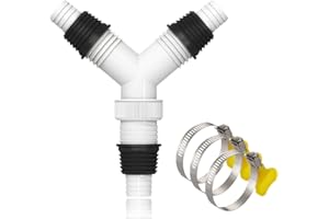 JAWUZ Raccordo scarico lavatrice per lavastoviglie,scarico lavatrice – Doppio connettore filettato a Y per tubo con raccordo di ingresso da 20-31mm e uscita tubo da 36 mm con filettatura plastica(B)