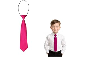 THE TIE COMPANY The Tie Co™ Kids Satin Elasticated Tie – Solid Plain Colour Pre-Tied Boys & Girls Neck Tie