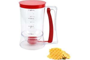 EUIEUT Portioniermassen-Dosierer 900 ml Kuchen Teigportionierer Teigspender Backen Teigspender Muffins Pfannkuchenteigspender Pfannkuchen Teigspender mit Deckel Cupcakes Waffeln Teigspender Messbecher