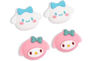 DLseego Tappi per Pollice Compatibili con Switch & Switch Lite & Switch OLED, Morbido Silicone Joystick Grip Carino 3D Analogico Stick Cover - Cane Nuvola Bianca e Coniglietto Rosa (4 Pezzi)