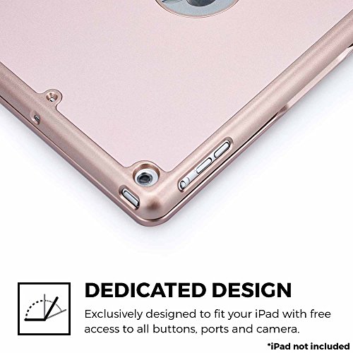 iPad 9.7 2017 / iPad Air 1 Tastaturhülle, COOPER NOTEKEE F8S tragbare QWERTY Bluetooth Funktastatur Hartschalen-Klapphülle mit 7 Hintergrundfarben (Roségold, Ruhezustand/Aktivieren-Funktion) - 6