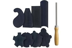 HERMIT TOOLS Lot de 9 grattoirs d'armoire multi-formes pour le travail du bois (9, 1 brunissoir + 2 rectangulaire + 1 courbé + 1 col de cygne + 2 concaves + 2 convexes)