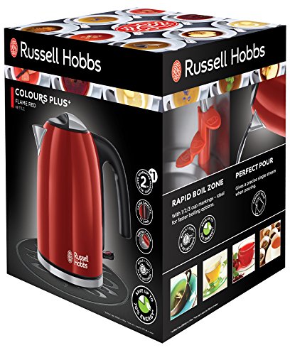 Russell Hobbs 20412-70 Colours Plus+ Flame Red Wasserkocher mit Schnellkochfunktion, 1,7 L, 2400 W, rot - 2