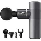 SKG F3 Massage Gun Gray, 4 Pulse Levels and 4 Heads, 12 Hours Battery Life, USB-C Rechargeable, Portable Ergonomic Design, Spo
