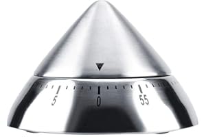 DUOKON Timer da Cucina Meccanico Acciaio Timer di cottura Inox alla moda 60 Minuti di Conto alla Rovescia per Cucinare Strumenti per la Sveglia(Argento)