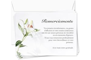 UTTSCHEID Cartes Remerciement - Deuil – Condoléances - Décès Obsèques - Cartes avec Enveloppes – Format A6 (10,5 x 14,8 cm) - Fleur de lys (30)