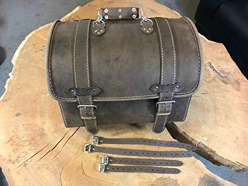 ORLETANOS Loki Brown Gepäckkoffer kompatibel mit Roller Sissybar Tasche Leder HD Harley Davidson Yamaha Suzuki Honda Kawasaki Chopper Gepäck Werkzeugtasche Case Topcase Koffer Satteltaschen