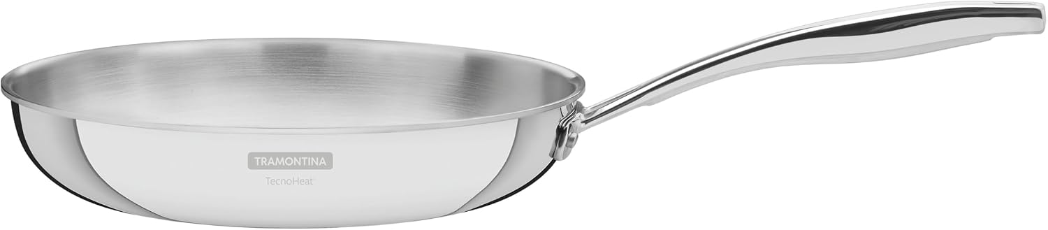 Tramontina - Sartén Grano, de Acero Inoxidable y Terminación Brillante, con Cuerpo Triple y Mango, 26 cm y 2,2 L
