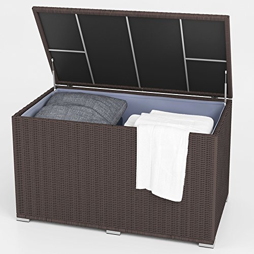 XXL Kissenbox wasserdicht Polyrattan 950L Braun Auflagenbox Gartenbox Gartentruhe Aufbewahrungsbox - 4