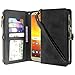 Price comparison product image Moto G6 Play Case, Moto G6 Forge Case, Lacass Premium Leather Flip Zipper Wallet Case Cover Stand Feature with Card Holder and Wrist Strap for Motorola Moto G Play 6th Gen (XT1922) - Black