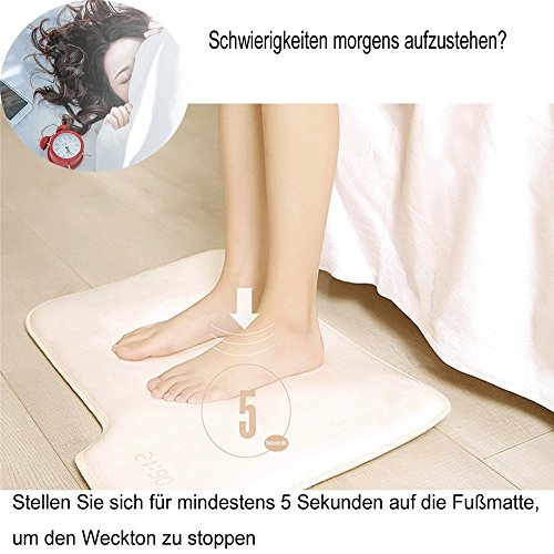 Smart Alarm Digitaler Wecker Bettvorleger Fußmatte Teppich Läufer mit LED Display und individuelle Töne mit USB einfach aufstehen - 2