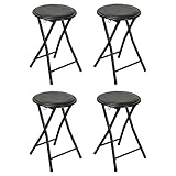 Harbour Housewares Tabouret Pliant Rond et Compact - Noir x 4
