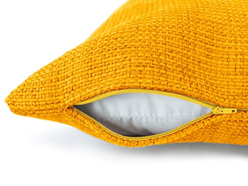 Kissenhüllen in Struktur-Optik – erhältlich in 23 modernen Farben und 3 verschiedenen Größen, 1 Kissenhülle 60 x 60 cm, gelb - 4