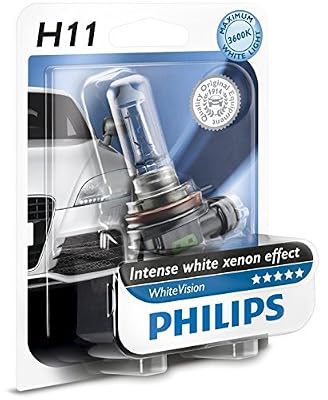 Philips WhiteVision effet xénon H11 pour éclairage avant 12362WHVB1, blister de 1