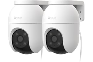 EZVIZ 2PCS Cámara Vigilancia WiFi Exterior 360°,1080P Cámara IP de Seguridad,Visión Nocturna en Color,IA Detección de Personas,Seguimiento Automático,Audio Bidireccional,Sirena, Alexa/Google,C8c 2MP