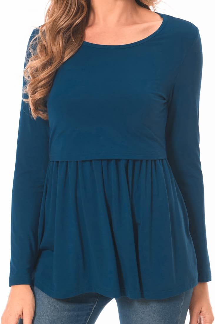 Bearsland Women's Nursing Tops Short Sleeve Scoop Neck Breastfeeding Shirt Maternity Clothes