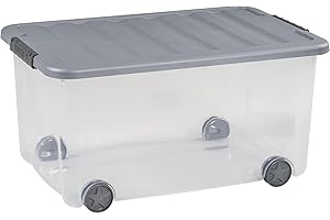 ALLIBERT CURVER Scotti - Caja multiusos (50 l, con ruedas, plástico, 35 x 25 x 10 cm)