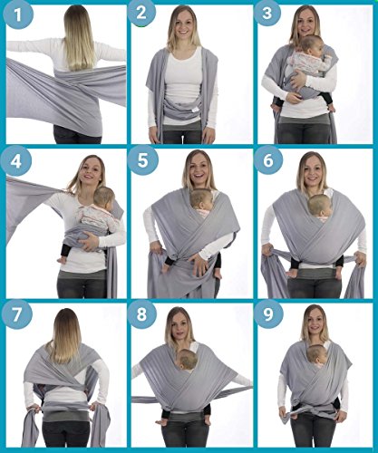 BabyBino 2 in 1 Baby Ring Sling & Tragetuch , Tragehilfe für Baby Babytragetuch für Früh & Neugeborene in Premiumqualität inklusive Trageanleitung & Geschenkverpackung + Gratis Geschenk - 8
