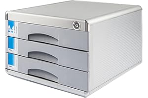 TUKA-i-AKUT Cajonera de Metal, con Cerradura, 3 Compartimentos A4, con Campos de Rotulación, Caja de Cajones de Almacenamiento Organización, Aleación de Aluminio, Extra Robusta y Estable, TKD8601-3F