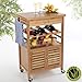 Torrex 39459 Küchenwagen – Servierwagen – Küchentrolley aus Bambus 88 x 36 x 60 cm mit Schublade Weinregal