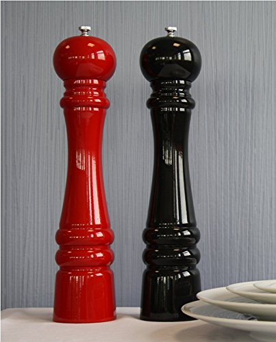 Amefa 675514PE05959 Pfeffer-, Salz- und Gewürz-mühle aus Eukalyptusholz mit Keramikmahlwerk hochglänzend, 35 cm, rot - 2