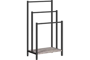 HOOBRO Wieszak na ręczniki, 3 uchwyty na ręczniki, stojący na ręczniki, stojak na ręczniki, stojak na ręczniki, wieszak na ubrania, koce, gazety, oszczędność miejsca, styl przemysłowy EBG03LB01