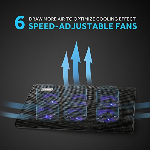 [Neue Version] AVANTEK 16 Zoll Laptop Kühler Notebook Cooler Ständer Kühlpad Kühlmatte mit 6 Ventilatoren, 2 USB-Anschlüssen, blaue LED Licht, verstellbare Ventilatorgeschwindigkeit - 2