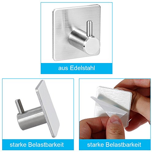 Rovtop 4 Stück Hanken Handtuchhaken Selbstklebend Haken Handtuchhalter Kleiderhaken - 4